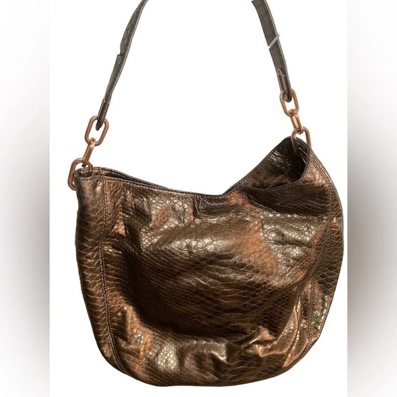 Michael KORS Metallic Gold Reptile Print Bag Purse Certificate of Authenticity - Picture 2 of 10